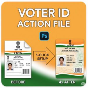 Voter ID Card 4x6 Photoshop Action File | For CSC & Operators | 1 Click Print