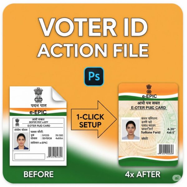 Voter ID Card 4x6 Photoshop Action File | For CSC & Operators | 1 Click Print